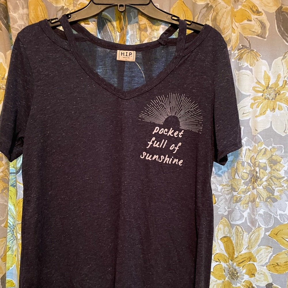 Navy blue open collar Tshirt